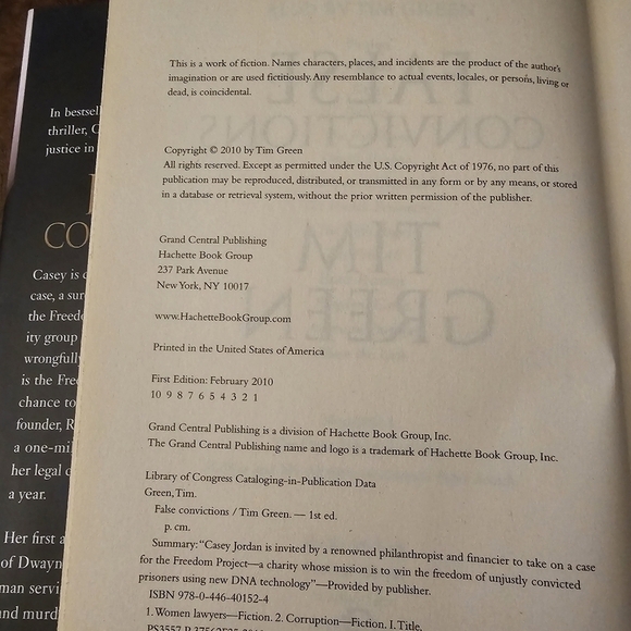 False Conviction, A Novel, By Tim Green, Hardcover, Black And Gold, Pre-owned - Picture 5 of 10